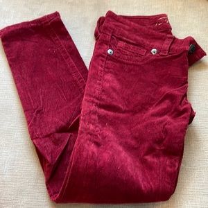 Red corduroy pants. Skinny